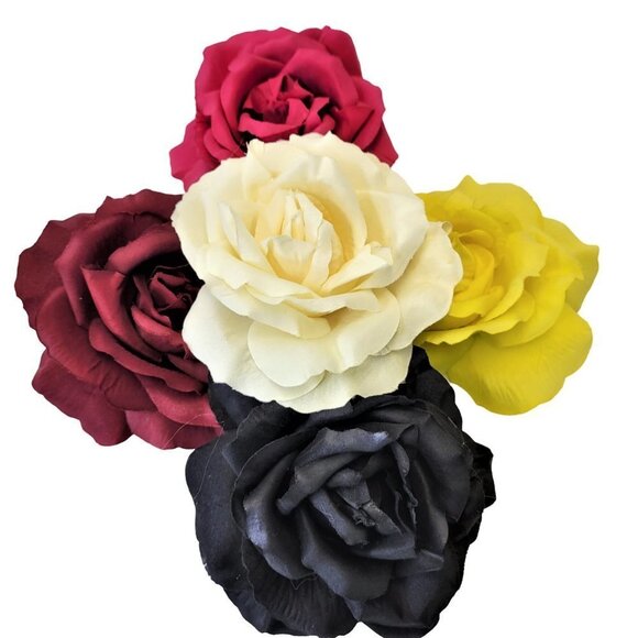 Black Flower Fascinator Brooch Corsage Rose Brooch Pin - Picture 6 of 9